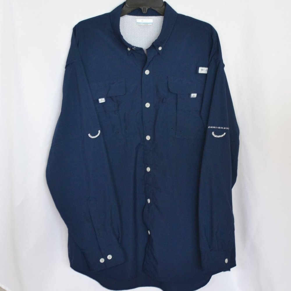 Columbia Men's PFG Blue Fishing Shirt Long Sleeve Size XL